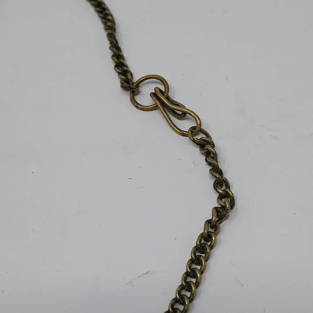 Vintage Artisan Copper Brass Verdigris Heart Ball Necklace Large Statement Piece